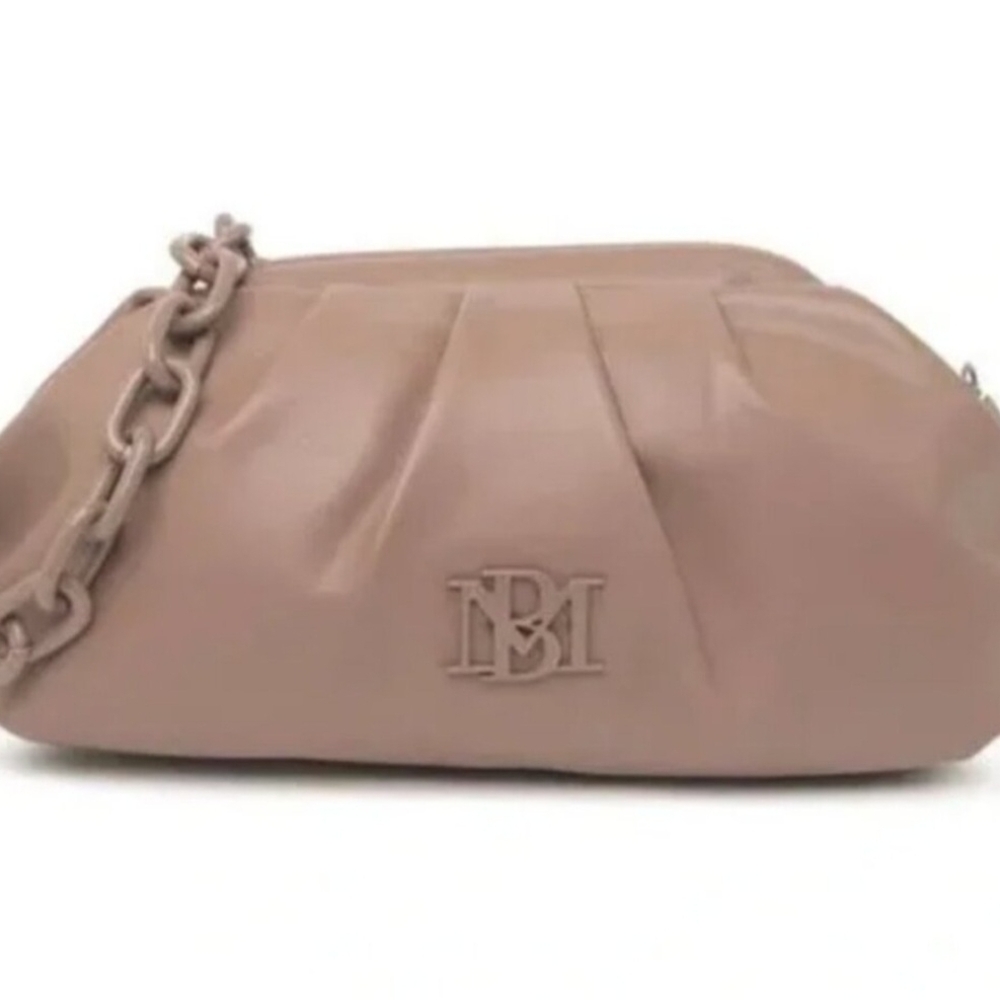 NWT Badgley Mischka Tan Clutch with Chain Detail
